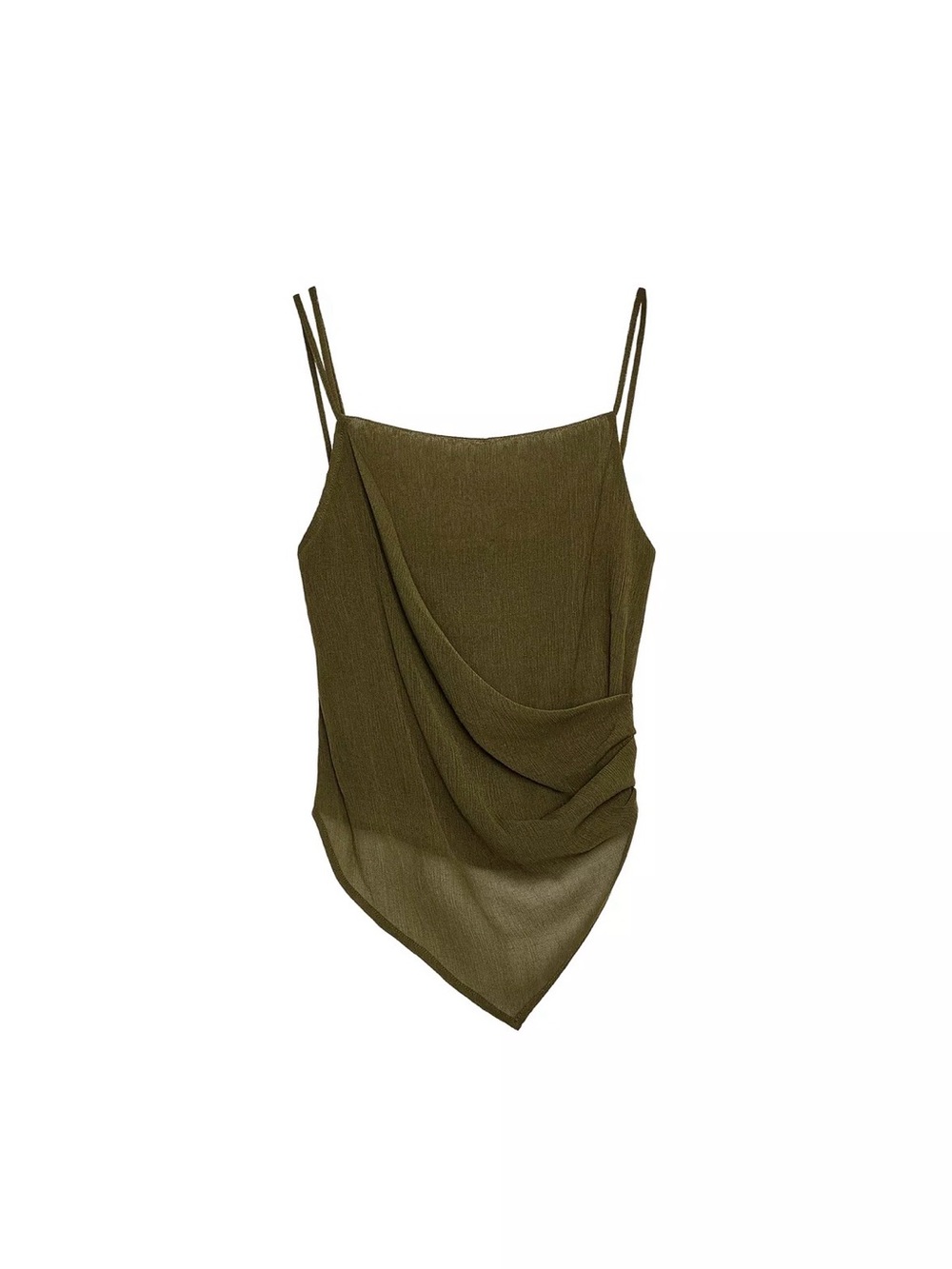 Zara Olive Draped Handkerchief Cami Top